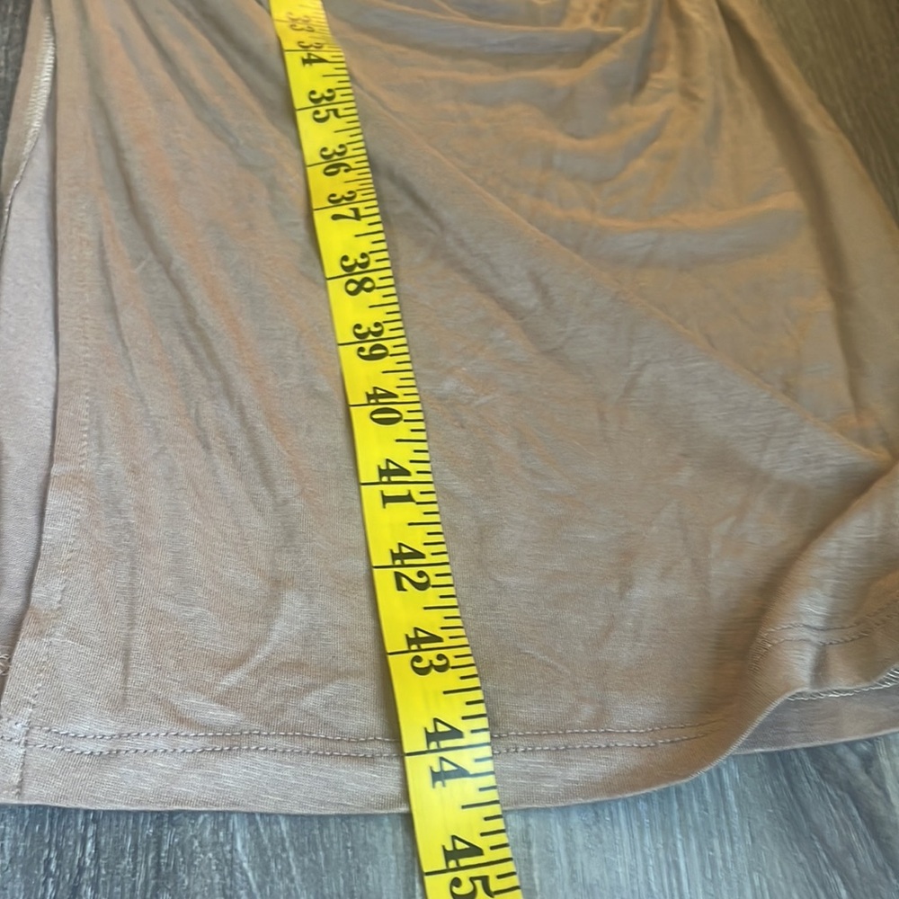 Tan,Fitted, ruched at sides sleeveless maxi dress, scoop neck,small - Picture 9 of 10